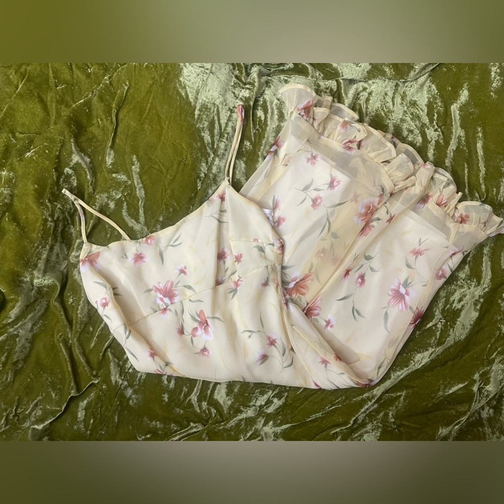 My Michelle Floral Flower yellow summer milk made dress cottage core ruffle - Picture 3 of 11